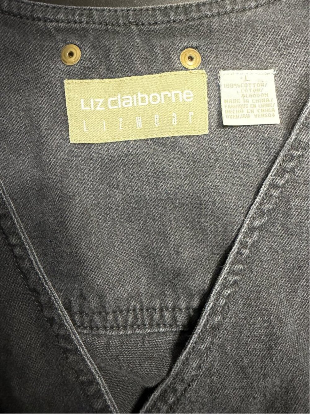 Vintage Liz Claiborne Black Denim Vest - Picture 3 of 4